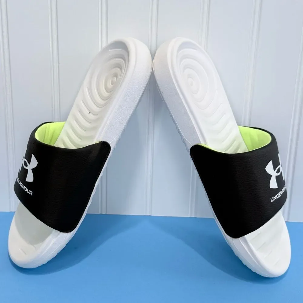 Bundle of 2 Under‎ Armour Black and White Slide Sandals Size 3Y